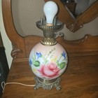 Stunning   gone With The Wind  Style Double Hurricane Lamp Mid Century Tested 