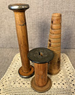 Antique Industrial Wooden Spools   Bobbin Primitive Salvage Textile Mills Set 3