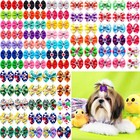 20pcs Summer Dog Hair Bows Dog Bows With Diamond Colorful Grooming Rubber Band F