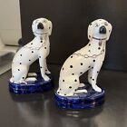 Staffordshire Dog Figurines  Pair Of Dalmatians On Blue Bases