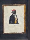 Antique Folkart Miniature Portrait Painting Silhouette Man Woman Framed Couple