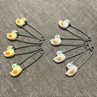 Vintage Lot Of 8 Duck Diaper Pins - Baby Safety Pins - 4 Yellow   4 White