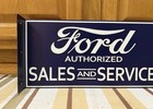 Ford Sales Service Flange Sign Gas Oil Parts 2 Sided Vintage Style Wall Decor