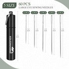 60 Pcs Large Eye Sewing Needles  5 Sizes Embroidery Needles  Hand Sewing Need   