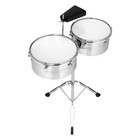Percussion 13    14  Timbales Drum Set With Stand And Cowbell Silver Us