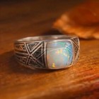 Men s Fire Opal Ring Solid 925 Sterling Silver Statement Jewelry Gift