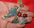 Vintage Sterling Silver Jewelry Lot  earrings 925 Enhancer Pendant Web Stone E r