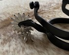 Black Steel Spurs With Jingle Bobs On Oversized Silver Rowels Free Shipping