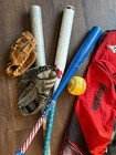 Baseball Softball Lot Franklin Bat Bag 4 Bats 2 Gloves Ball Practi
