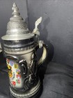 German Beer Stein Deutschland Eagle Crest Pewter Lid Made In Germany Ceramic