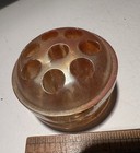 Vintage Marigold Carnival Glass Flower Frog 8 Hole Size