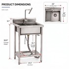 Stainless Steel Kitchen Sink  Freestanding Commercial Single Bowl Utility Sink