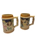 Vintage 80s German-styled Beer Stein Set  2  Mugs Cups   made In Japan 