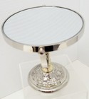 Vtg Ornate Silver gold Tone Tilt Swivel Two Sided Pedestal Vanity Mirror Magnify