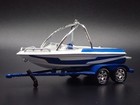Ski   Wakeboard Speed Boat On Trailer Blue 1 64 Scale Diorama Prop Model