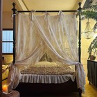 Elegant Lace Princess 4 Corner Post Mosquito Net Romantic For Girls Women Bed   