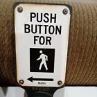 Vintage Retired Crosswalk Pedestrian Push Button Porcelain Sign  Mc Cain