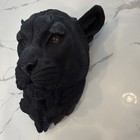 16  Large Black Panther Head Wall Mount Statue Bust Resin Faux Taxidermy Decor