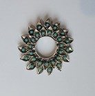 Native American Nickel Silver And Turquoise Floral Starburst Brooch Pin Vintage