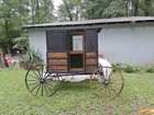 Vintage Horse-drawn Traditional Enclosed Wooden Carriage  Spoked Wheels