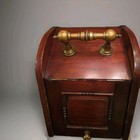 Antique Victorian Mahogany Coal Scuttle With Brass Handle   Shovel - Coal Hod