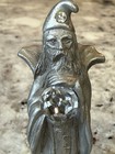 1984 Vtg Spoontiques Small Pewter Wizard Figurine W swarovski Crystals   Fantasy