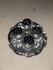 Mini Glass And Metal Salt   Pepper Shakers Set With Tray  Vintage Retro Style