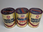 X3 Lot Full Oil Cans Texaco Havoline Supreme Motor 10w-40 Vtg Gas Lube F7