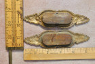 Pair Antique Rococo Style Window Lift Handles Cast Brass Bronze Ornate Nouveau