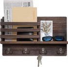 Wall Mounted Mail Holder Wooden Key Holder Rack Mail Sorter Organizer With 4    