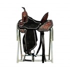 Premium Black Western Leather Barrel Racing Horse Saddle   floral Hand-tooled Tack