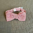 2 Red White Stripe Seersucker Ties Neck Bow Tie Brothers Set Lot Rugged Butts
