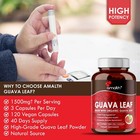 Organic Guava Leaf Powder Guajava 1500mg Capsules - Blood Sugar 120 Pills