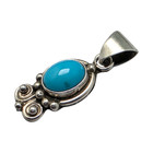 Navajo Boho-southwestern Sterling Silver Turquoise Pendant 2 8gr  3381