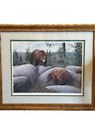 Vintage Framed Bears Wildlife Lithograph Art Print Signed G s  Heath 20    X 16   