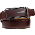 Leather Ratchet Belt 1 3 8  With Click Sliding Automatic Buckle  Adjustable B   