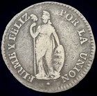 1833 2-mm Peru 1 Real Silver Lima Scarce Bold Overdate Standing Liberty Km 145 1