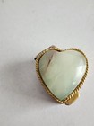 Vintage Green Onyx Heart Pill Box Gold Tone Rope Trim Hinged Trinket Box