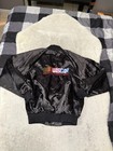 Vintage Nascar Racing Jacket Black Satin Auburn Made In Usa Embroidered Size M