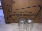 Pair Vtg Anchor Hocking Waffle Pattern Glass Salt   Pepper Shakers  New Unused