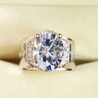 Moissanite Oval Cut Gemstone With 14k Solid White Gold Ring For Men s  b294