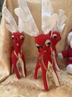 Set Of 7 Dakin Vintage Mcm Reindeer 1960 Santa Claus Plush Sawdust Christmas 