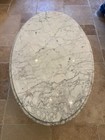 Victorian Style Oval Carrara Marble Top Carved Coffee Table Vintage