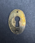 Vintage Cast Oval Victorian Solid Brass Skeleton Key Hole Plate Escutcheon
