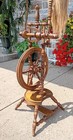 Vintage Primitive Upright German Castle Spinning Wheel With Wool  For Spinning