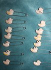 Lot 24 Vintage Pink yellow white Duck Diaper Pins  Ducky nappy Safety Pins