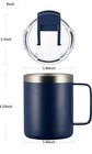 Aloufea 12oz Navy Vacuum Insulated Stainless Steel Travel Mug W  Handle Flip Lid