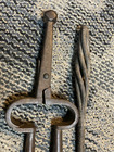Antique Poker   Wrought Iron Fireplace Tongs Grabber Tool 1900 s 25  Hand Forged