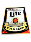 Lite Vintage Cold Beer Advertising Mirror Usa Set Of 4 Tall Lite Glasses