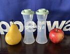 Tupperware Large Hourglass Salt And Pepper Shakers Set Pastel Green Seal New